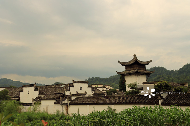安徽黄山黟县西递古村徽派建筑房屋 马头墙图片素材