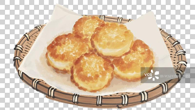 中国风国风水墨风老北京奶油炸糕插画健康特色美食年俗美味二十四节气插画图片素材