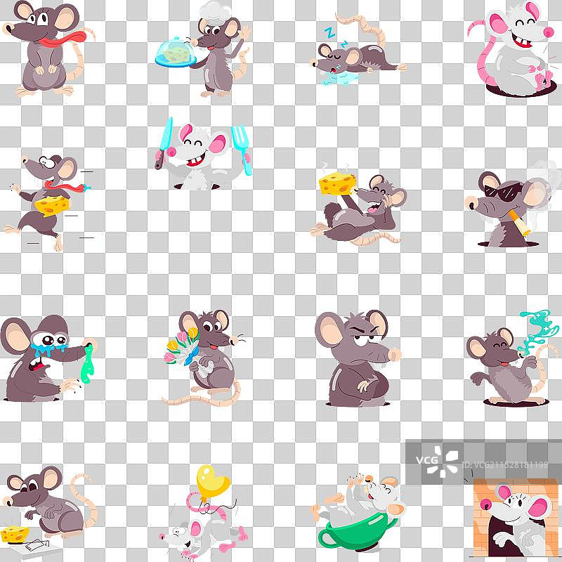 可爱的老鼠活动基本RGB捆绑平面贴纸图片素材