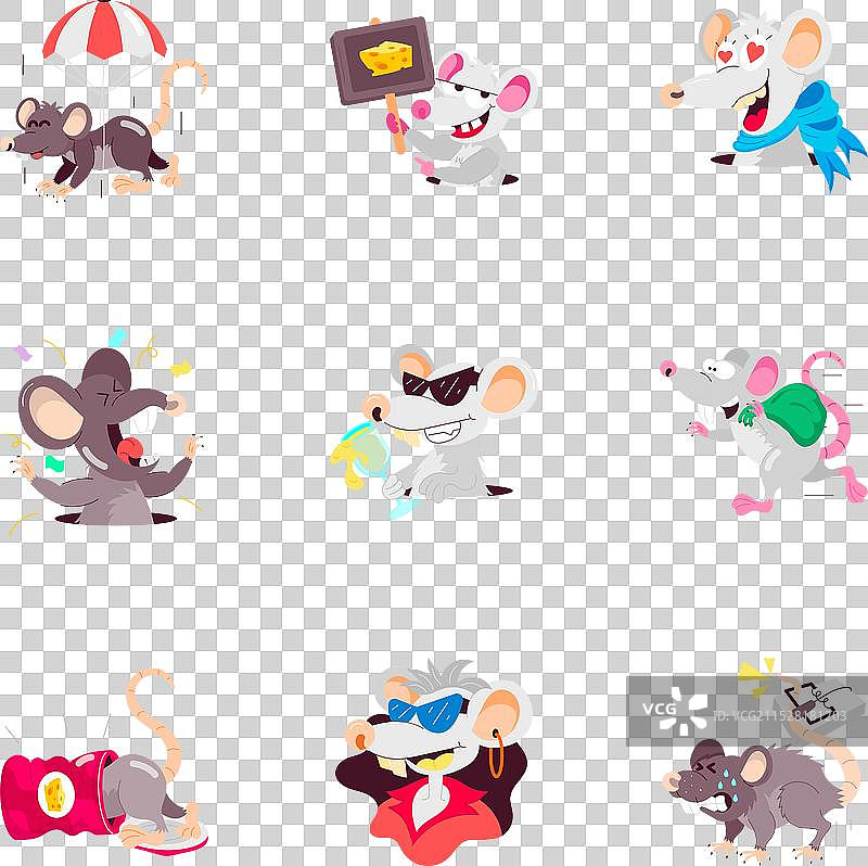 09款可爱老鼠平面贴纸的基本RGB组合图片素材