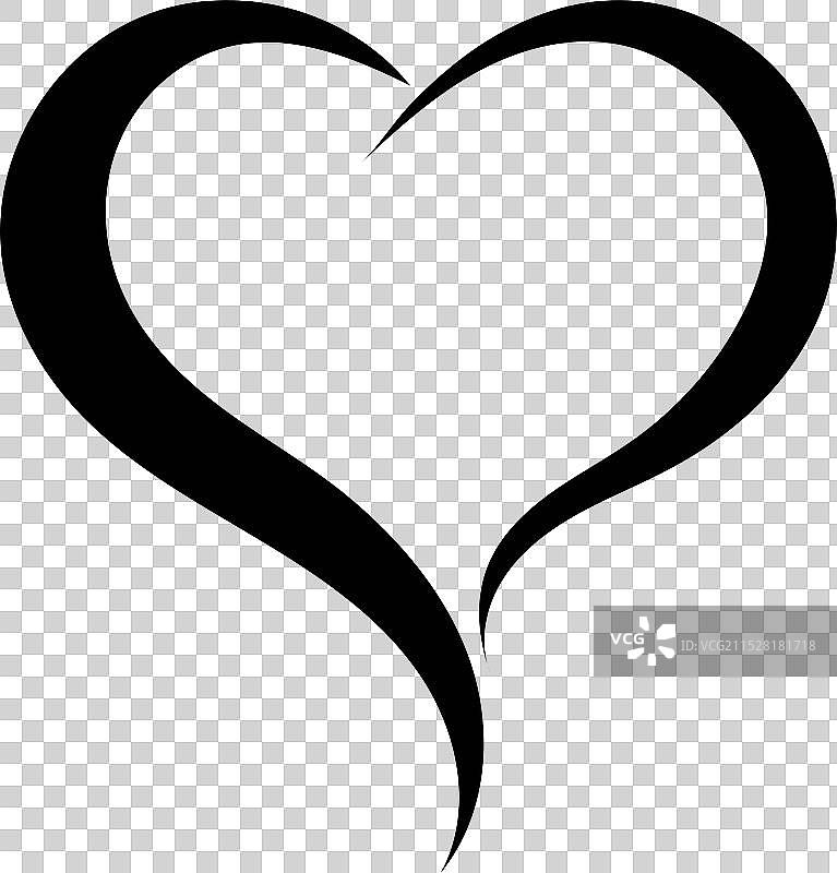 开放的心形轮廓 - 黑色心形图片素材