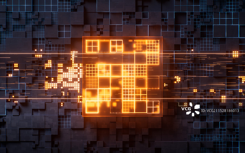 科技感电路与芯片三维渲染图片素材