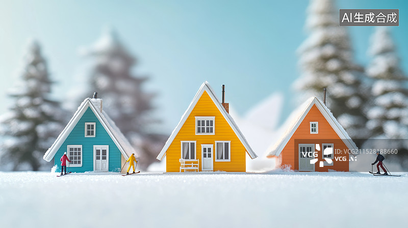 【AI数字艺术】冬季滑雪运动，滑雪运动图片素材