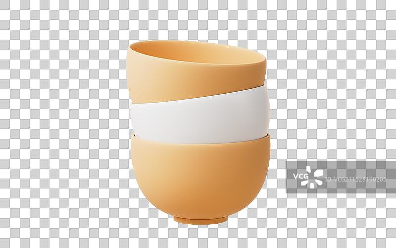 卡通风格一叠碗三维渲染图片素材