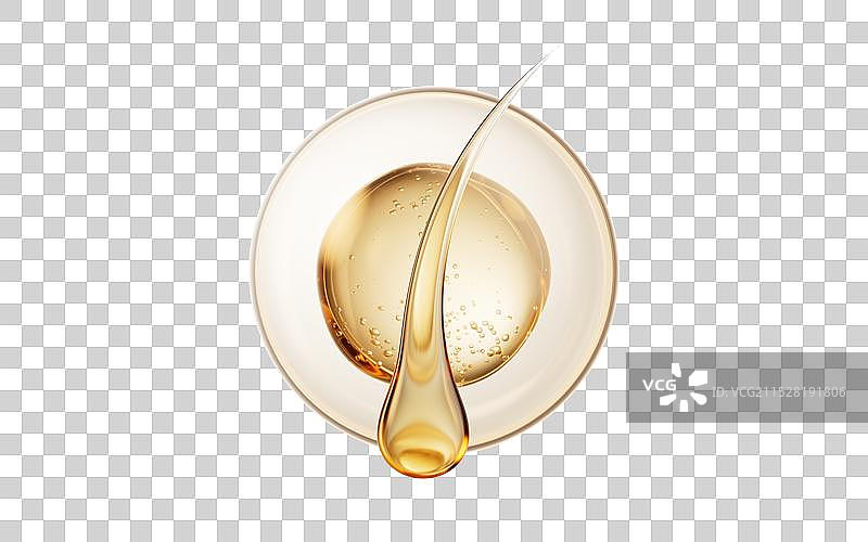 金色透明头发丝与气泡三维渲染图片素材