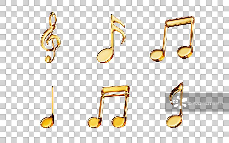金色透明音符三维渲染图片素材