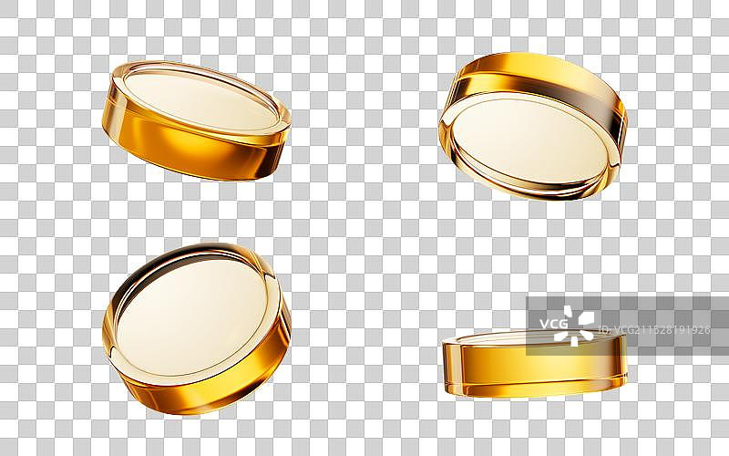 一枚透明金币三维渲染图片素材