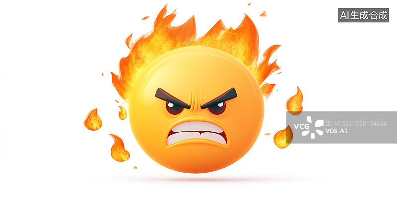 【AI数字艺术】一个个愤怒冒火焰的3D表情包世界表情日的情感传达情感表达的精髓情感和人际关系的重要性图片素材