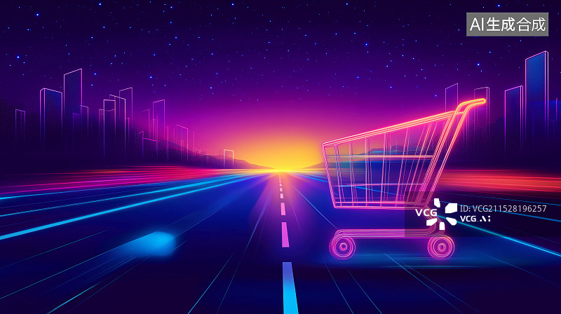 【AI数字艺术】双十一电商购物节购物车插画图片素材