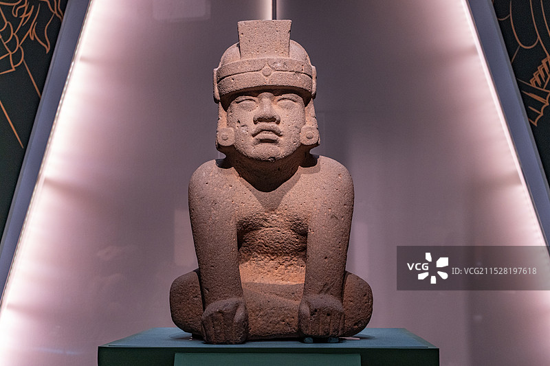 哈拉帕人类学博物馆文物奥尔梅克文化王子豹人石雕图片素材