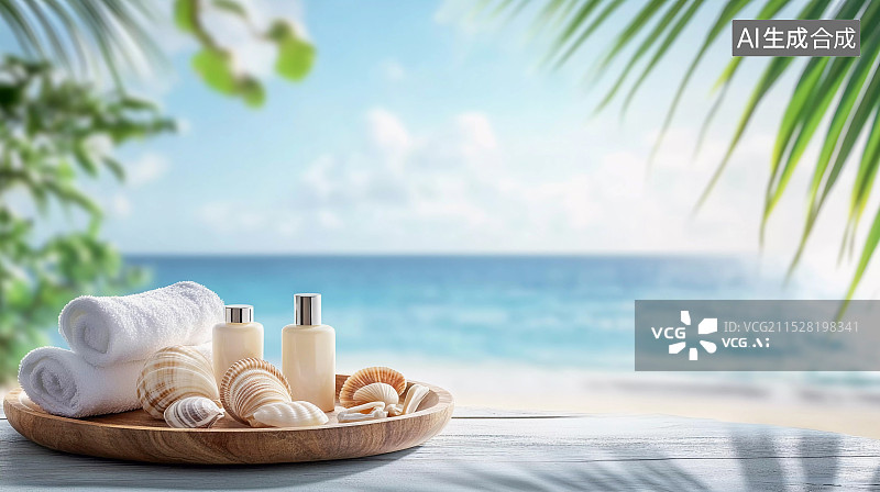 【AI数字艺术】海边度假理疗创意背景图图片素材