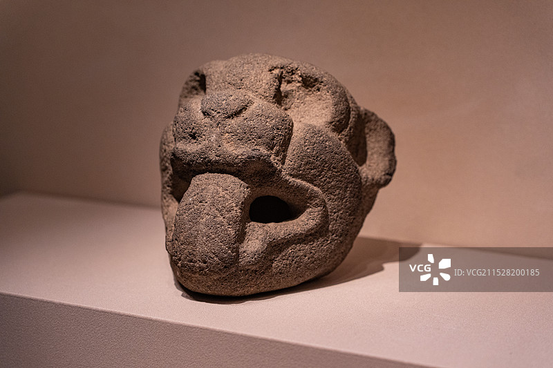 哈拉帕人类学博物馆文物韦拉克鲁斯中部文化石质美洲豹面具图片素材