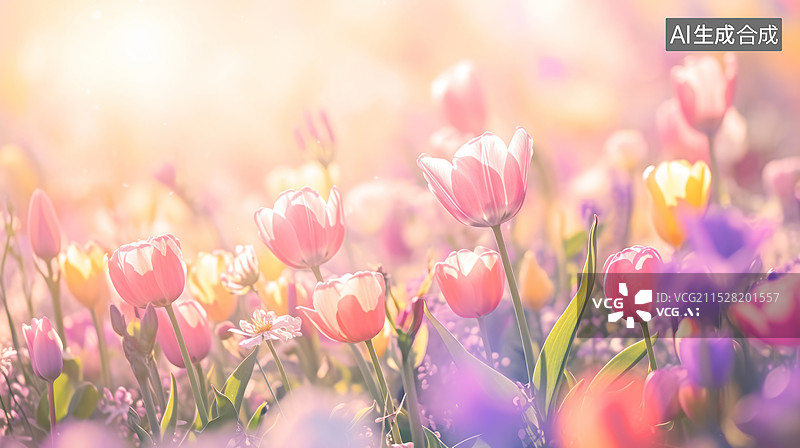 【AI数字艺术】郁金香花朵特写图片素材