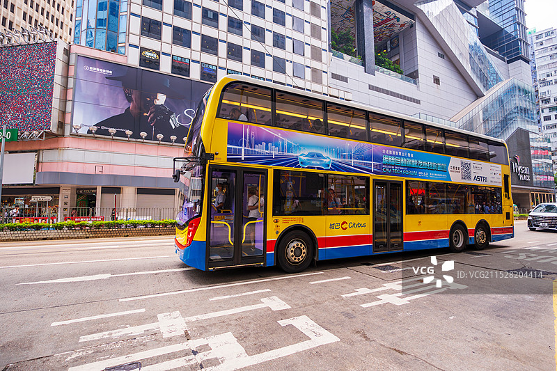 香港街头的双层巴士图片素材
