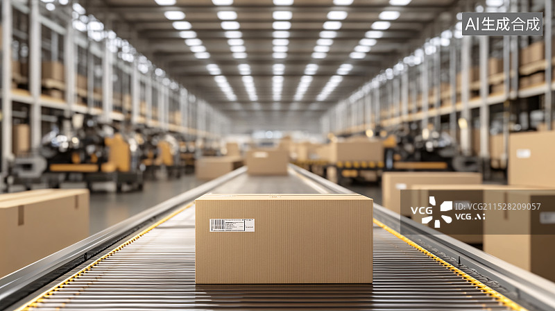 【AI数字艺术】工厂仓库货架上的箱子图片素材