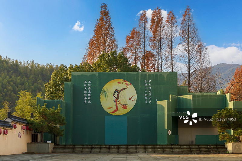 浙江省长兴-大唐贡茶院  竹海  古道古迹  月亮湾夜景图片素材