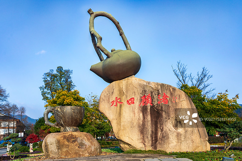 浙江省长兴-大唐贡茶院  竹海  古道古迹  月亮湾夜景图片素材