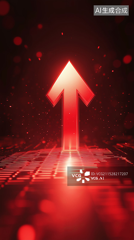【AI数字艺术】三维红色升值上升箭头图片素材
