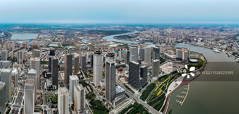 天津 滨海新区 天津港 周大福   中心商务区 紫云公园图片素材