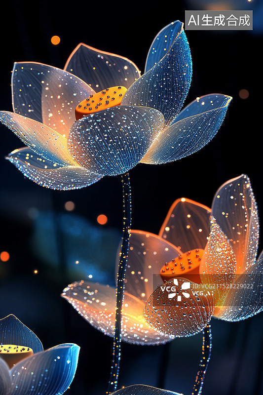 【AI数字艺术】半透明荷花图片素材
