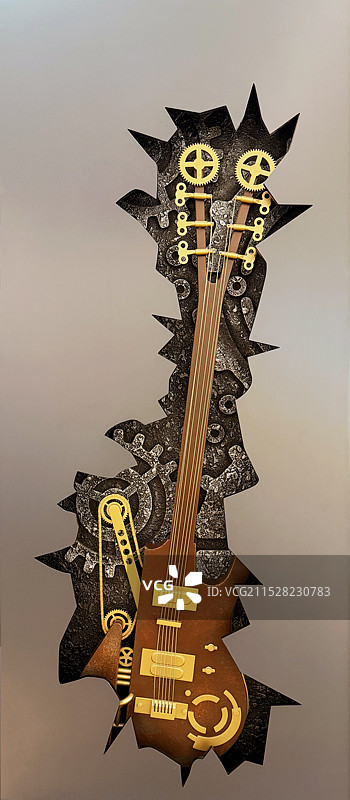 复古金属机械吉他图片素材