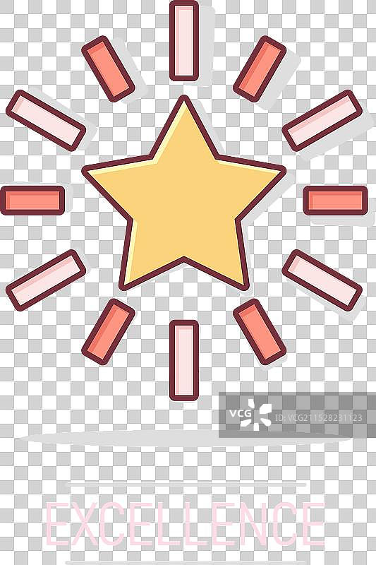 漫画风格的卓越图标，星星和丝带图片素材