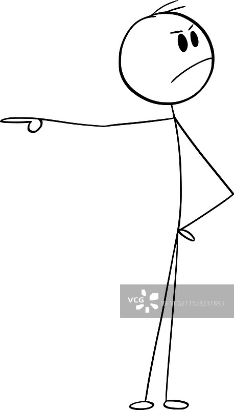 生气的人指着某物的卡通小人图片素材