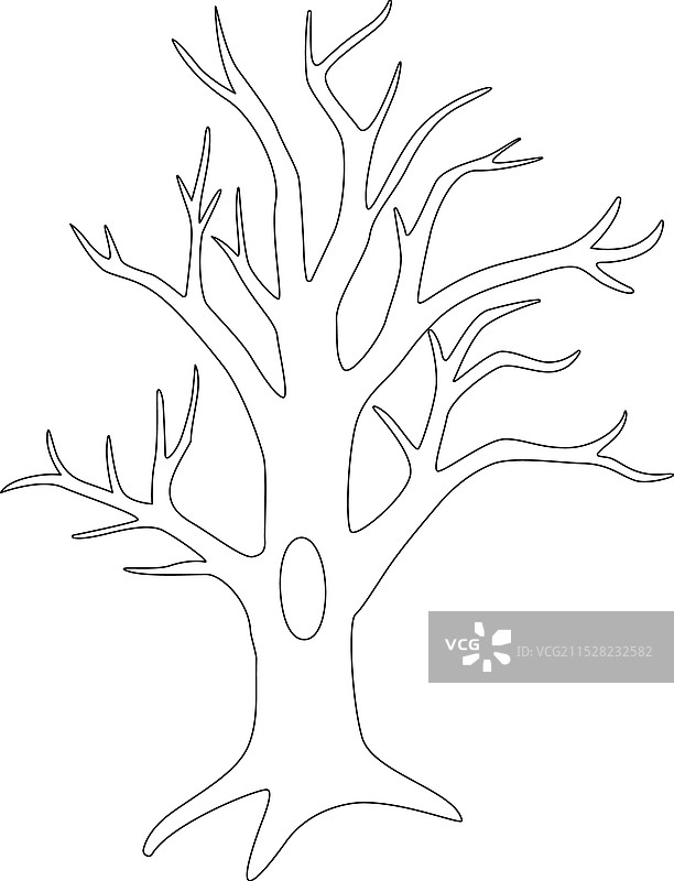无叶的树木带有空心 - 线条风格图片素材