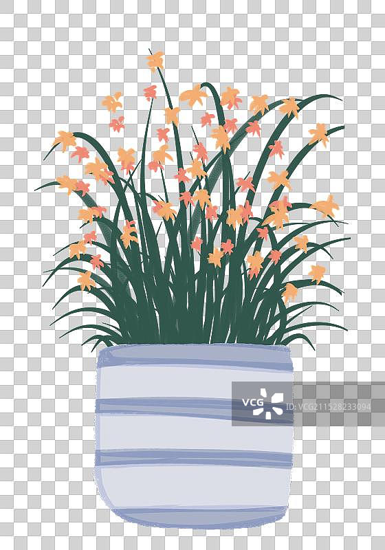 扁平风简笔画盆栽绿植图片素材