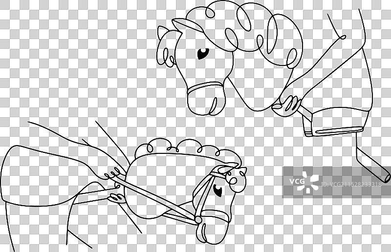 爱好马术的木马玩具一行图片素材