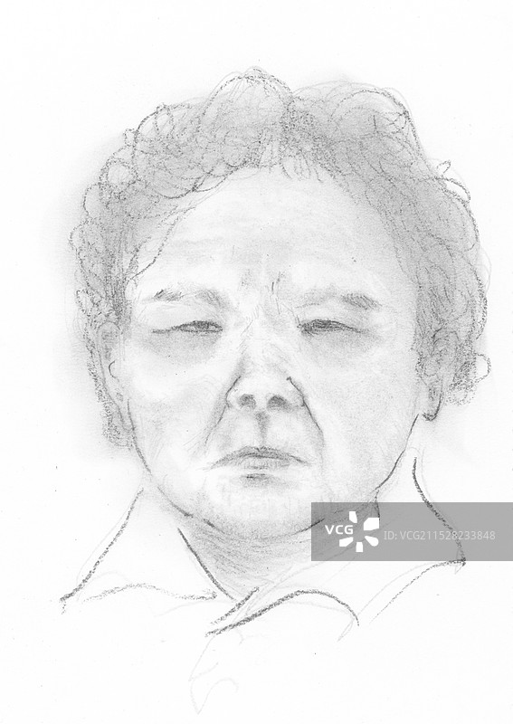 中老年妇女头像奶奶铅笔素描速写人物元素黑白插画图片素材