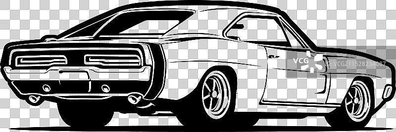 美国肌肉车单色图像图片素材