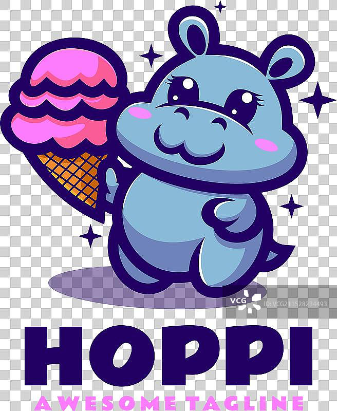 卡通风格的河马吉祥物标志图片素材