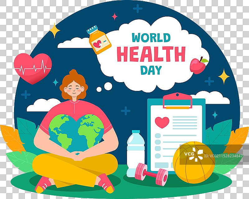 4月7日世界卫生日与地球和图片素材