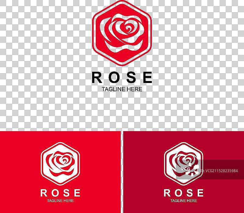 红玫瑰标志设计模板与多边形图片素材