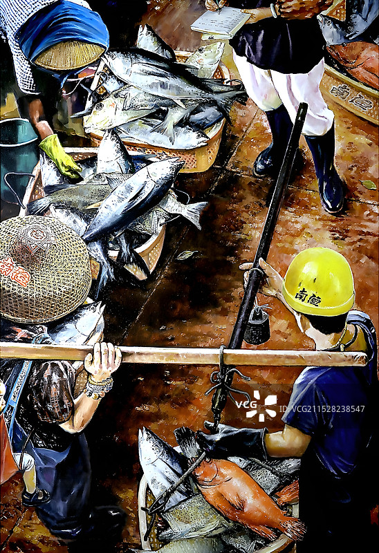 《南海渔季》布面油画图片素材