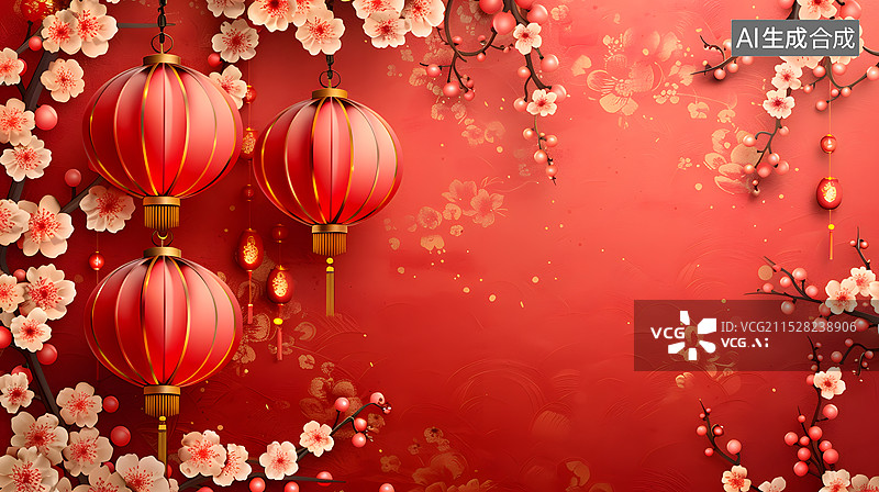 【AI数字艺术】节日灯笼花灯背景图片素材