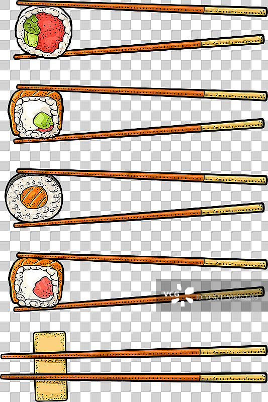 复古色调的筷子与寿司卷图片素材