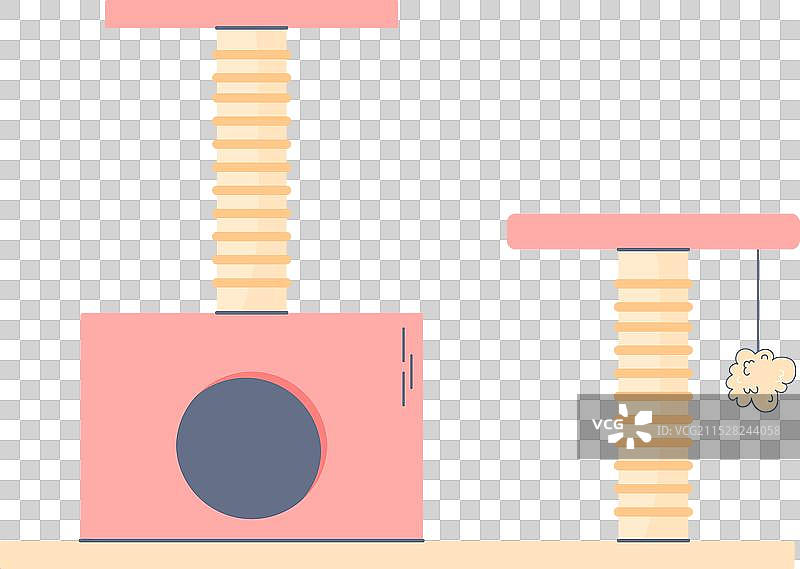 可爱的猫屋猫树配件漫画图片素材