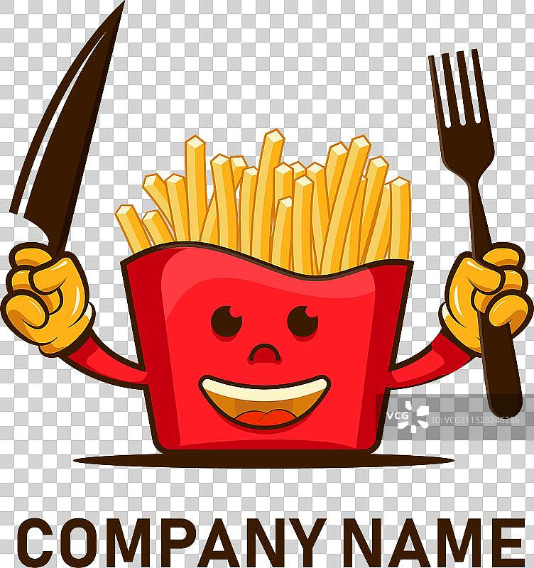 薯条外卖盒吉祥物卡通图案图片素材