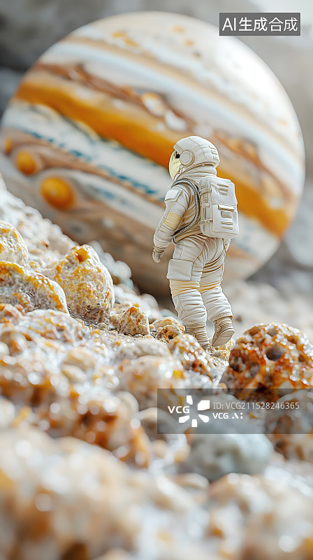 【AI数字艺术】一个宇航员站在星球前图片素材