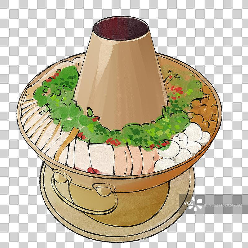 青海土火锅-青海省特色传统美食土特产小吃插画元素图片素材