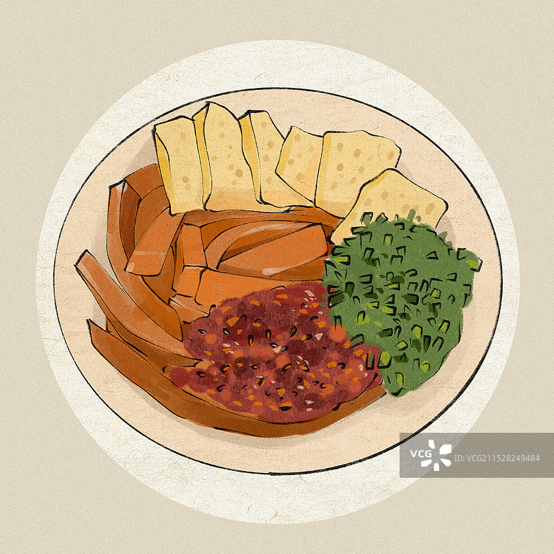 酿皮-青海省特色传统美食土特产小吃插画图片素材