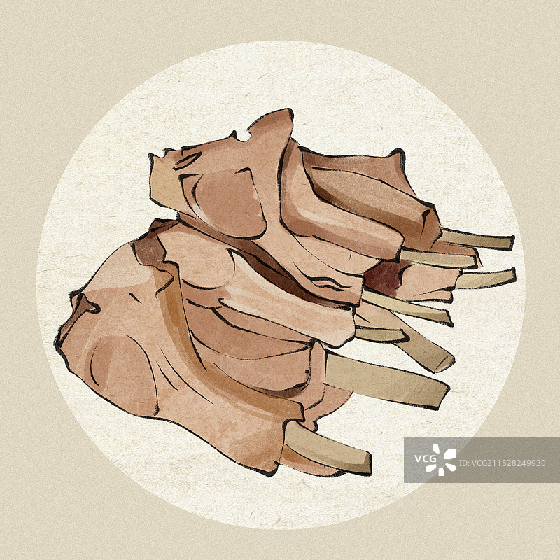 手抓羊肉-青海省特色传统美食土特产小吃插画图片素材