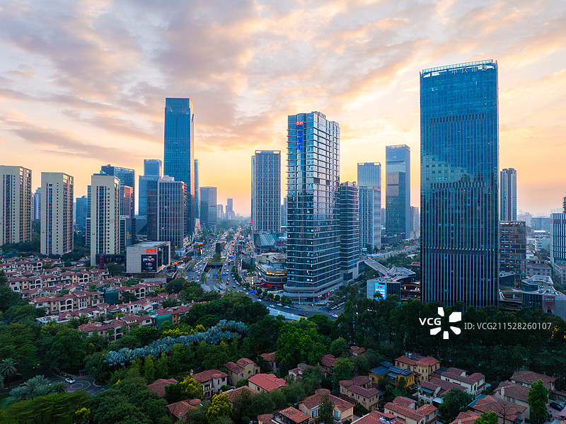 广州市番禺区万博CBD、万博商务区、南村万博城市夕阳风光图片素材