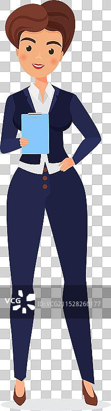 手持报告夹的聪明女商人图片素材