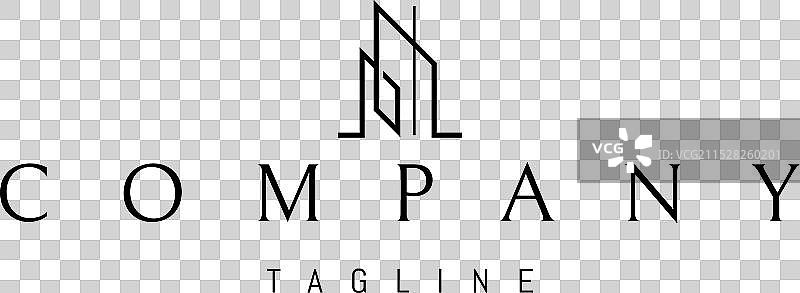 带有抽象摩天大楼图像的标志图片素材