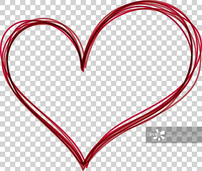 红色笔画的涂鸦心形，快乐的情人节图片素材