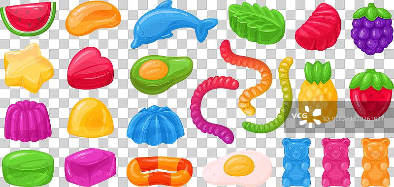 卡通果味果冻糖套装，美味的软糖图片素材