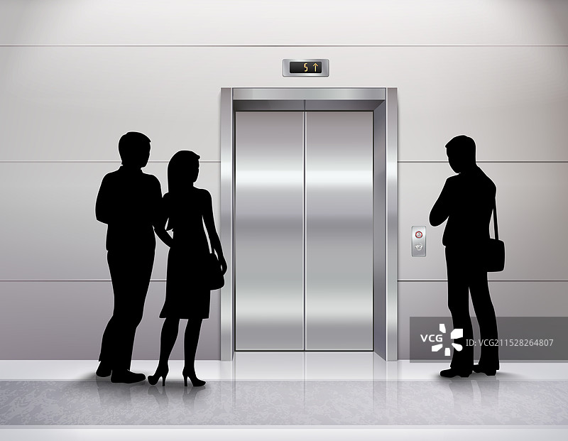 等待电梯的剪影图片素材